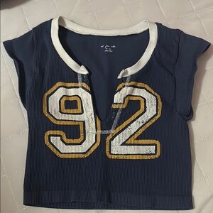 Navy blue go for gold urban outfitters top